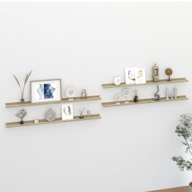 Estantes de pared 4 unidades blanco y roble Sonoma 115x9x3 cm en Estanterías | Comprar online en Foru.es