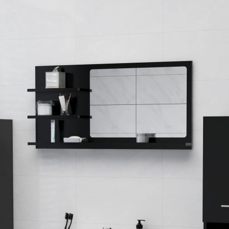 Espejo de baño madera contrachapada negro 90x10,5x45 cm de vidaXL, Tocadores de baño - Ref: Foro24-805016, Precio: 35,90 €, D...