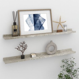 Estantes de pared 2 unidades gris hormigón 80x9x3 cm en Estanterías | Comprar online en Foru.es