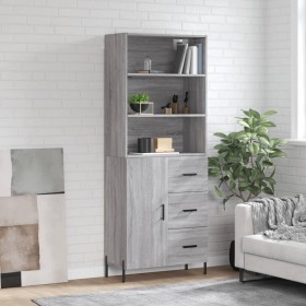 Aparador alto madera contrachapada gris sonoma 69,5x34x180 cm de , Aparadores - Ref: Foro24-3189459, Precio: 163,64 €, Descue...