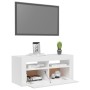 Mueble de TV con luces LED blanco brillante 90x35x40 cm de vidaXL, Muebles TV - Ref: Foro24-804325, Precio: 62,81 €, Descuent...