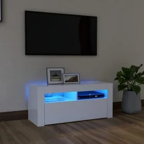 Mueble de TV con luces LED blanco 90x35x40 cm de vidaXL, Muebles TV - Ref: Foro24-804319, Precio: 59,76 €, Descuento: %