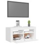 Mueble de TV con luces LED blanco 90x35x40 cm de vidaXL, Muebles TV - Ref: Foro24-804319, Precio: 60,15 €, Descuento: %