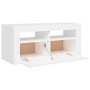 Mueble de TV con luces LED blanco 90x35x40 cm de vidaXL, Muebles TV - Ref: Foro24-804319, Precio: 60,15 €, Descuento: %