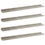 Estantes de pared 4 unidades gris hormigón 80x9x3 cm en Estanterías | Comprar online en Foru.es