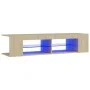 Mueble de TV con luces LED roble Sonoma 135x39x30 cm de vidaXL, Muebles TV - Ref: Foro24-804232, Precio: 60,03 €, Descuento: %