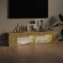 Mueble de TV con luces LED roble Sonoma 135x39x30 cm de vidaXL, Muebles TV - Ref: Foro24-804232, Precio: 60,77 €, Descuento: %
