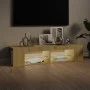 Mueble de TV con luces LED roble Sonoma 135x39x30 cm de vidaXL, Muebles TV - Ref: Foro24-804232, Precio: 60,03 €, Descuento: %