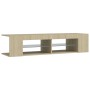 Mueble de TV con luces LED roble Sonoma 135x39x30 cm de vidaXL, Muebles TV - Ref: Foro24-804232, Precio: 60,77 €, Descuento: %