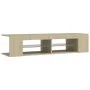 Mueble de TV con luces LED roble Sonoma 135x39x30 cm de vidaXL, Muebles TV - Ref: Foro24-804232, Precio: 60,03 €, Descuento: %