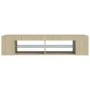 Mueble de TV con luces LED roble Sonoma 135x39x30 cm de vidaXL, Muebles TV - Ref: Foro24-804232, Precio: 60,03 €, Descuento: %