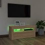 Mueble de TV con luces LED roble Sonoma 90x35x40 cm de vidaXL, Muebles TV - Ref: Foro24-804322, Precio: 63,62 €, Descuento: %