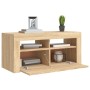 Mueble de TV con luces LED roble Sonoma 90x35x40 cm de vidaXL, Muebles TV - Ref: Foro24-804322, Precio: 63,62 €, Descuento: %
