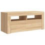 Mueble de TV con luces LED roble Sonoma 90x35x40 cm de vidaXL, Muebles TV - Ref: Foro24-804322, Precio: 63,62 €, Descuento: %