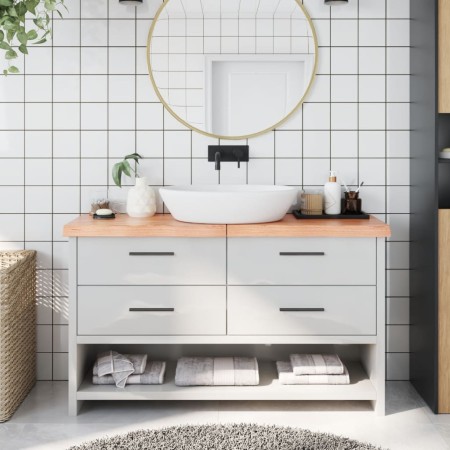 Encimera baño madera maciza tratada marrón claro 140x30x(2-6)cm de , Encimeras - Ref: Foro24-3156146, Precio: 81,09 €, Descue...