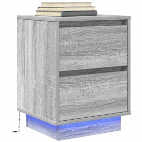 Mesilla de noche con luces LED Sonoma gris 38x34x50 cm de , Mesitas de noche - Ref: Foro24-861293, Precio: 59,22 €, Descuento: %