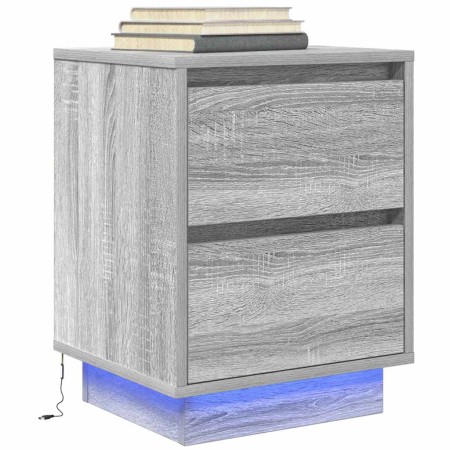 Mesilla de noche con luces LED Sonoma gris 38x34x50 cm de , Mesitas de noche - Ref: Foro24-861293, Precio: 59,22 €, Descuento: %
