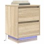 Mesilla de noche con luces LED roble Sonoma 38x34x50 cm de , Mesitas de noche - Ref: Foro24-861287, Precio: 58,94 €, Descuent...