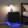 Mesilla de noche con luces LED negra 38x34x50 cm de , Mesitas de noche - Ref: Foro24-861285, Precio: 58,83 €, Descuento: %