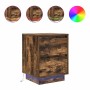 Mesilla de noche con luces LED roble ahumado 38x34x50 cm de , Mesitas de noche - Ref: Foro24-861291, Precio: 62,06 €, Descuen...