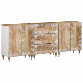 Aparadores 3 uds de madera maciza de mango 60x33,5x75 cm de , Taquillas y armarios de almacenamiento - Ref: Foro24-3310134, P...
