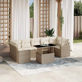 Set de sofás de jardín y cojines 8 piezas ratán sintético beige en Conjuntos de jardín | Comprar online en Foru.es