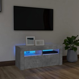 Mueble de TV con luces LED gris hormigón 90x35x40 cm de vidaXL, Muebles TV - Ref: Foro24-804323, Precio: 56,68 €, Descuento: %