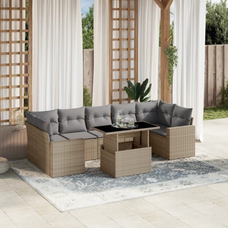 Set de sofás de jardín y cojines 8 piezas ratán sintético beige en Conjuntos de jardín | Comprar online en Foru.es