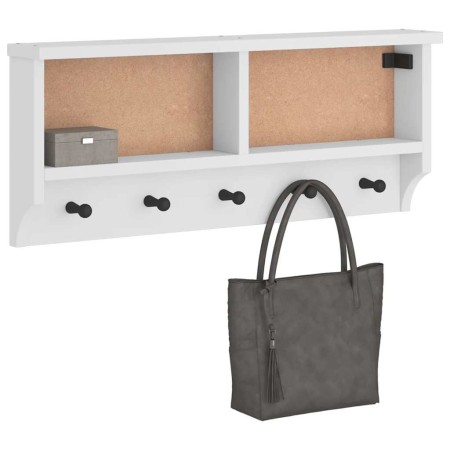 Perchero de pared SANDNES madera maciza pino blanco 87x12x35 cm de , Percheros para sombreros y abrigos - Ref: Foro24-4010471...