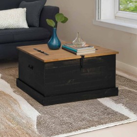 Baúl de almacenamiento HALDEN negro 91x91x47 cm madera maciza de , Baúles de almacenamiento - Ref: Foro24-4018408, Precio: 23...