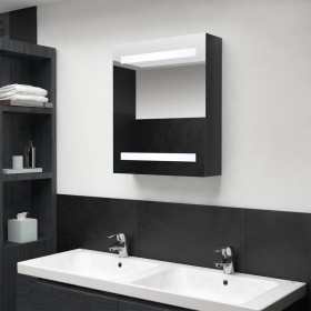 Armario de baño con espejo LED negro brillante 50x14x60 cm de vidaXL, Tocadores de baño - Ref: Foro24-326481, Precio: 104,31 ...