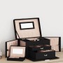 Joyero de 3 niveles con espejo y cerradura negro 26x18x17,5 cm de , Soportes para joyería - Ref: Foro24-4103559, Precio: 45,8...