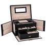 Joyero de 3 niveles con espejo y cerradura negro 26x18x17,5 cm de , Soportes para joyería - Ref: Foro24-4103559, Precio: 45,8...