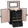 Joyero de 6 niveles con espejo y cerradura negro de , Soportes para joyería - Ref: Foro24-4103565, Precio: 63,95 €, Descuento: %