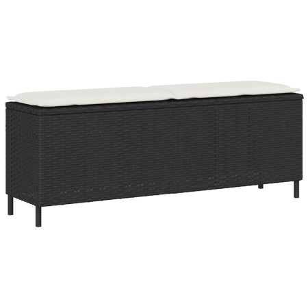 Banco de jardín con cojín negro 110x30x40,5 cm ratán sintético de , Bancos de jardín - Ref: Foro24-4104154, Precio: 91,74 €, ...