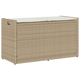 Banco de almacenaje con cojín beige 100 cm ratán sintético de , Bancos de jardín - Ref: Foro24-4104064, Precio: 135,59 €, Des...
