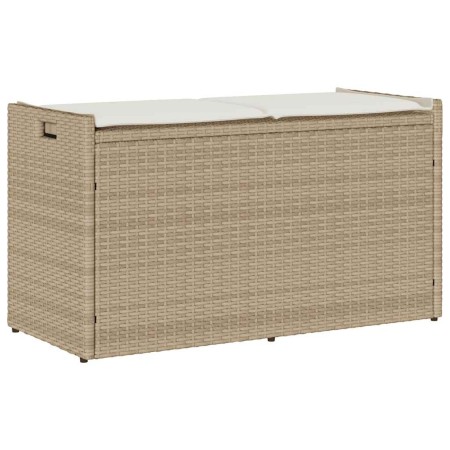 Banco de almacenaje con cojín beige 100 cm ratán sintético de , Bancos de jardín - Ref: Foro24-4104064, Precio: 135,59 €, Des...
