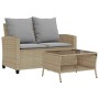 Sofá jardín de 2 plazas con cojín y mesa beige ratán sintético de , Sofás de exterior - Ref: Foro24-4103848, Precio: 223,67 €...