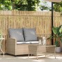 Sofá jardín de 2 plazas con cojín y mesa beige ratán sintético de , Sofás de exterior - Ref: Foro24-4103848, Precio: 223,67 €...