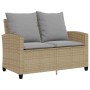 Sofá jardín de 2 plazas con cojín y mesa beige ratán sintético de , Sofás de exterior - Ref: Foro24-4103848, Precio: 223,67 €...