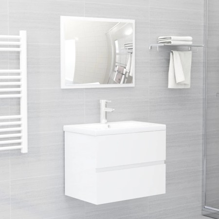 Set muebles de baño 2 piezas madera contrachapada blanco brillo de vidaXL, Muebles de baño - Ref: Foro24-804878, Precio: 60,8...