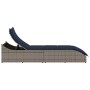 Tumbona plegable con cojín y espacio gris ratán sintético de , Tumbonas - Ref: Foro24-4104227, Precio: 247,76 €, Descuento: %