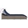 Tumbona plegable con cojín y espacio gris ratán sintético de , Tumbonas - Ref: Foro24-4104227, Precio: 247,76 €, Descuento: %