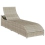 Tumbona plegable con cojín y espacio gris claro ratán sintético de , Tumbonas - Ref: Foro24-4104225, Precio: 249,49 €, Descue...