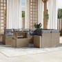 Set de sofás de jardín 9 pzas con cojines ratán sintético beige en Conjuntos de jardín | Comprar online en Foru.es
