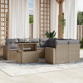 Set de sofás de jardín 9 pzas con cojines ratán sintético beige en Conjuntos de jardín | Comprar online en Foru.es