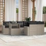 Set muebles jardín 9 pzas y cojines ratán sintético gris claro en Conjuntos de jardín | Comprar online en Foru.es