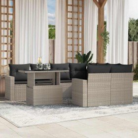 Set muebles jardín 9 pzas y cojines ratán sintético gris claro en Conjuntos de jardín | Comprar online en Foru.es
