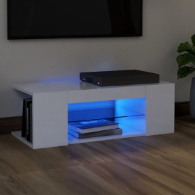 Mueble de TV con luces LED blanco brillante 90x39x30 cm de vidaXL, Muebles TV - Ref: Foro24-804244, Precio: 52,31 €, Descuent...