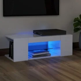 Mueble de TV con luces LED blanco brillante 90x39x30 cm de vidaXL, Muebles TV - Ref: Foro24-804244, Precio: 51,64 €, Descuent...